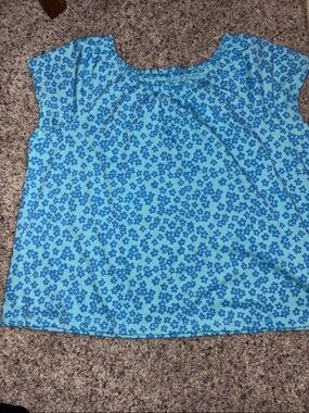 wonder nation Light Blue Floral Ruffled Top